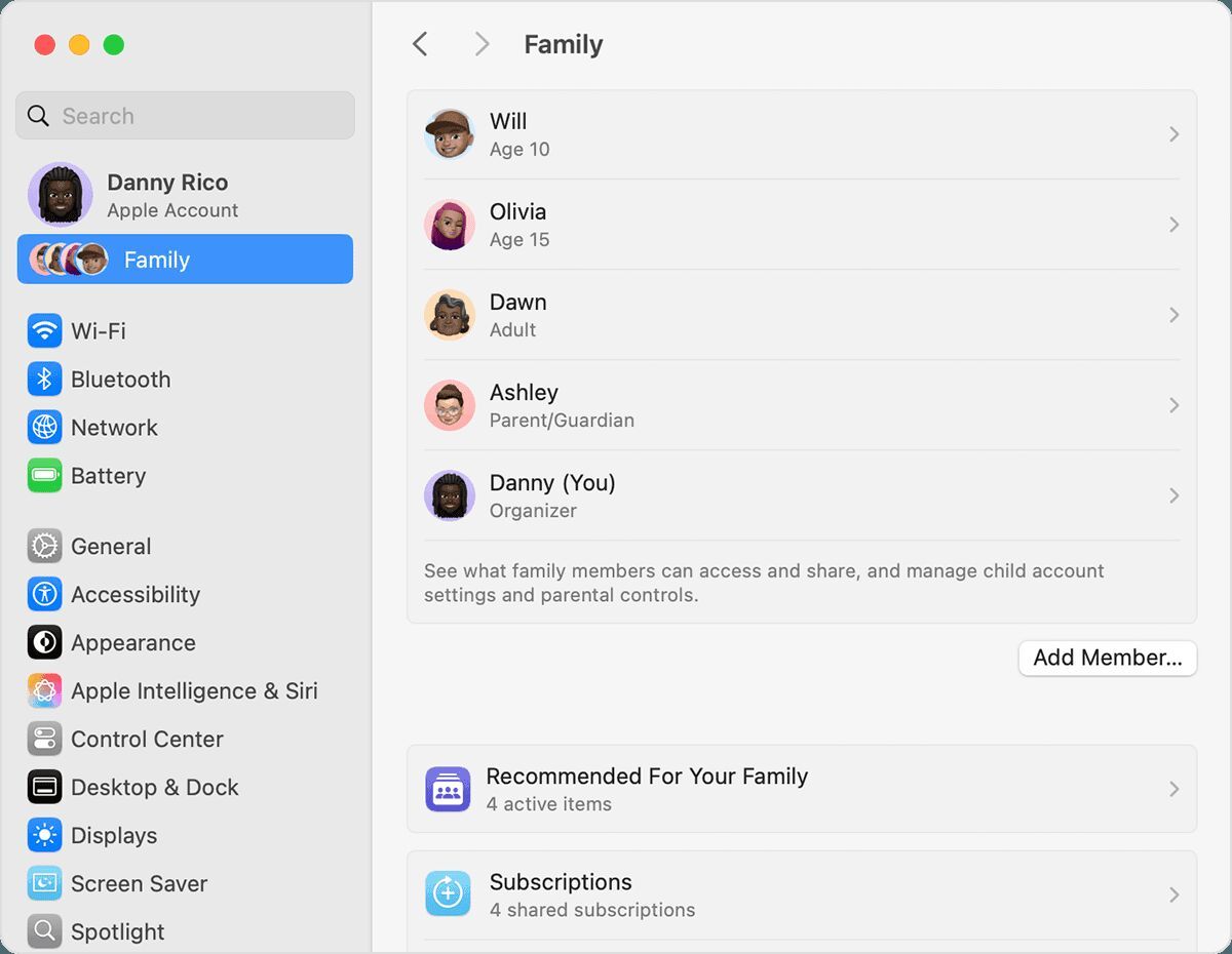 Compartir en Familia de Apple