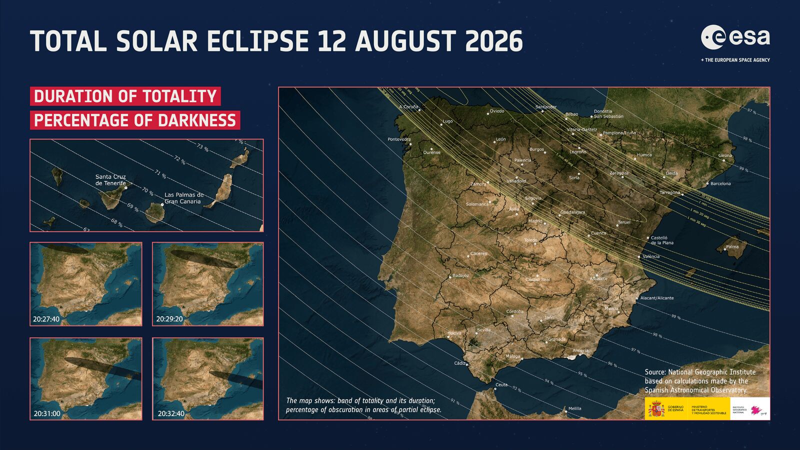 Así pasará la sombra de la Luna sobre la parte norte de España. Solo algunas capitales podrán presenciar la totalidad del...